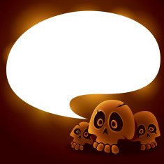 Halloween skull with speech bubble N2