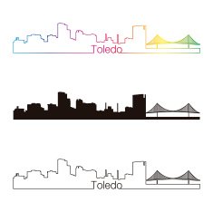 Toledo OH skyline linear style with rainbow