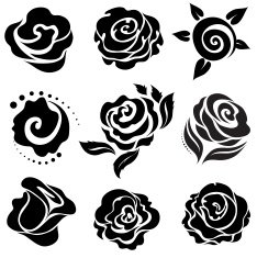 Rose flower design elements
