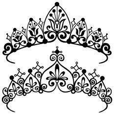 Princess Tiara Crowns Silhouette Vector Illustration