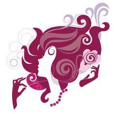 silhouette of a girl in profile with long hair N2