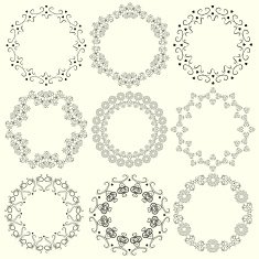 Vintage round frames of whorls