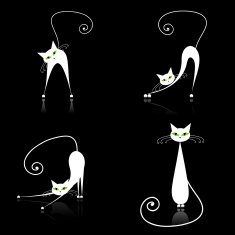 White cats silhouettes for your design N2