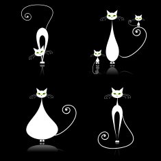 White cats silhouettes for your design N3