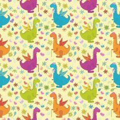 Seamless pattern cartoon colorful Dragons N2
