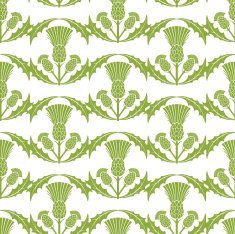 Light Green Scottish Thistle Wavy Repeating Pattern