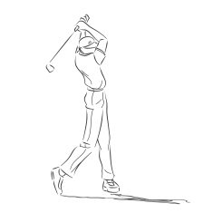 Symbolical drawing with golfer in movement N2