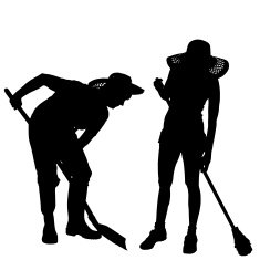 Vector silhouette of a gardener N45