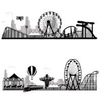 Vector illustration Roller Coaster Silhouette Carousel N3