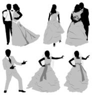 Silhouette of newlywed people