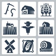 Agriculture and farming vector icons set