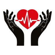 Hand with heart and cardiogram vector symbol