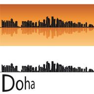 Doha skyline in orange background