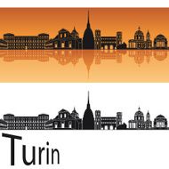 Turin skyline in orange background