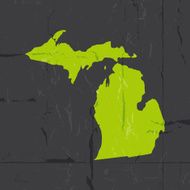 Detailed map of michigan state grunge style