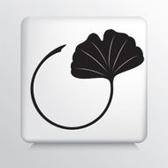 Square Icon with Gingko Leaf Black Silhouette