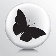 Round Icon with Open Winged Butterfly Black Silhouette N2