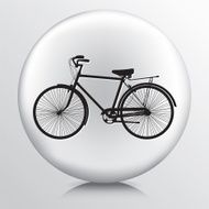 Round Icon with Five Speed Bicycle Black Silhouette