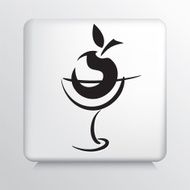 Square Icon with Apple Silhouette in wine Glass