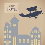 Vintage travel vector background with aircraft