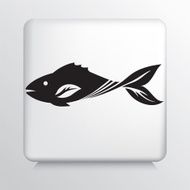 Square Icon With Fish And Leaf Fins