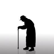 Vector silhouette of old woman N2