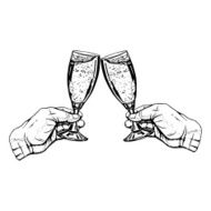 glasses of champagne in hands