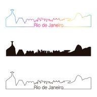 Rio de Janeiro skyline linear style with rainbow