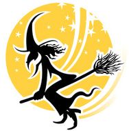 witch silhouette label