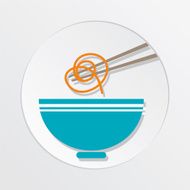 Sushi Restaurant Icon Ramen Noodles Bowl With Chopsticks