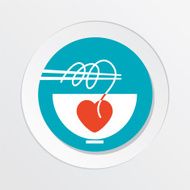 Sushi Restaurant Icon Ramen Noodles Bowl With Chopsticks And Heart