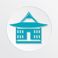 Sushi Restaurant Icon Japanese Style House