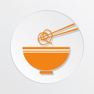 Sushi Restaurant Icon Ramen Noodles Bowl With Chopsticks N2