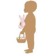 Easter Silhouette Boy with Bunny Rabbit N2