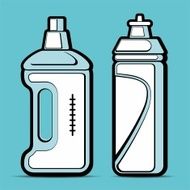 bottles on turquoise background
