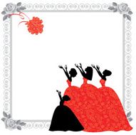 Silhouette Bridesmaids and Flower Girl Catching Bouquet