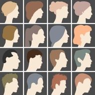 Human profiles with different hairstyles