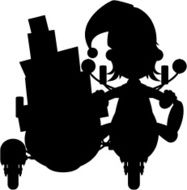 Elf on Scooter in Silhouette
