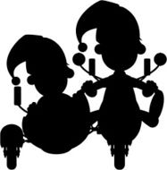 Elves on Scooter in Silhouette