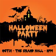 Halloween party with a spooky house
