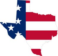 outline map of texas state with american flag