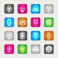 Multicolor Icons - African Masks
