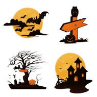 Abstract halloween illustration set