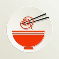 Sushi Restaurant Icon Ramen Noodles Bowl With Chopsticks N3
