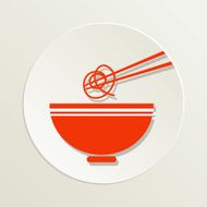 Sushi Restaurant Icon Ramen Noodles Bowl With Chopsticks N4