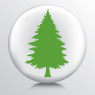 Round Environment Icon With Evergreen Tree Silhouette