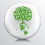 Round Environment Icon With Tree And Globe