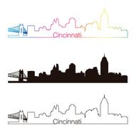 Cincinnati skyline linear style with rainbow