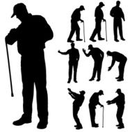 Vector silhouette of old people N135
