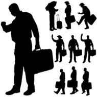 Vector silhouette of a fat man N11